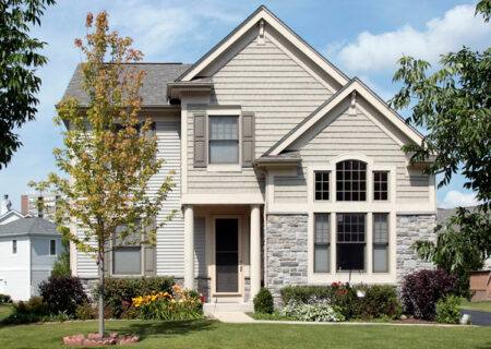 Gray Two Story House with Home Insurance in Cornelius, NC